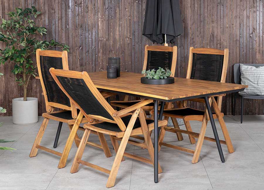 chaise de table de jardin pliante avec accoudoir en bois